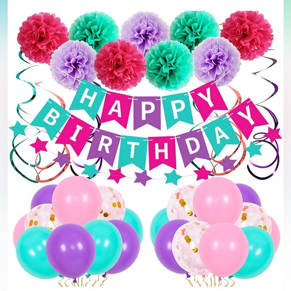 Other - 🥳🆕 Happy Birthday Party Decorations Supplies Balloons Paper Pompoms Banner